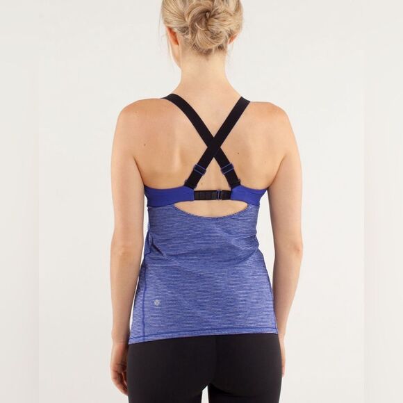 Lululemon Run: Catch Me Tank In Tonka Stripe Pigment Blue Size 10 - Picture 1 of 10
